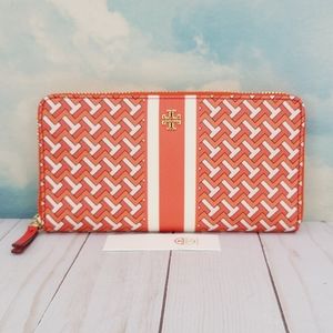 Tory Burch Orange and White Wallet